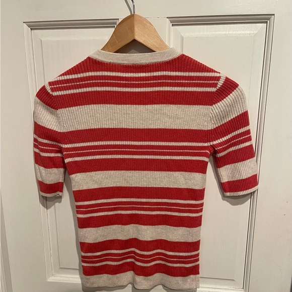 Madewell Burnt Orange and Cream Striped Knit Top. Woman’s size XXS - Picture 4 of 4